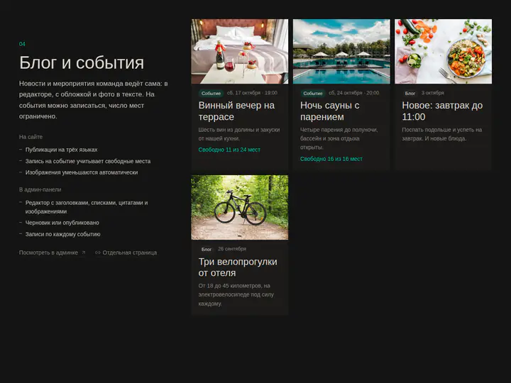 Живое демо Steyer Studio: Блог и события