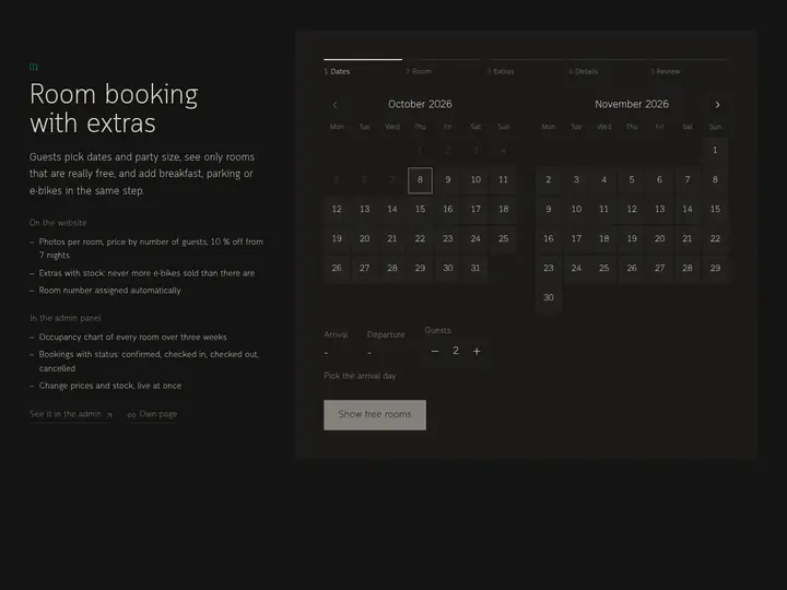 Steyer Studio live demo: Room booking with extras
